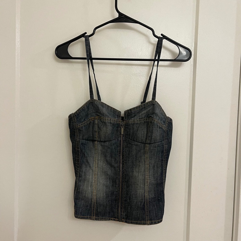 Vintage Y2K Mudd Denim Zipper Corset Tank Top Grunge Streetwear Punk